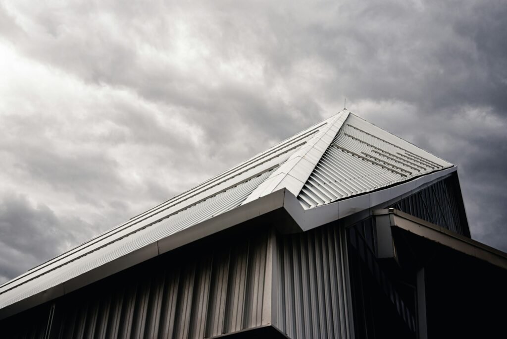 House exterior showing roof and gutter lines